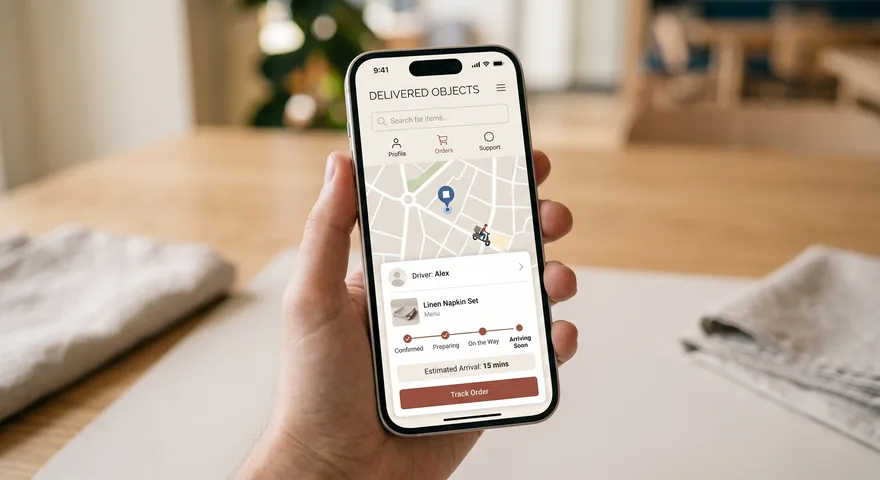 Application mobile de suivi de livraison affichée sur un smartphone